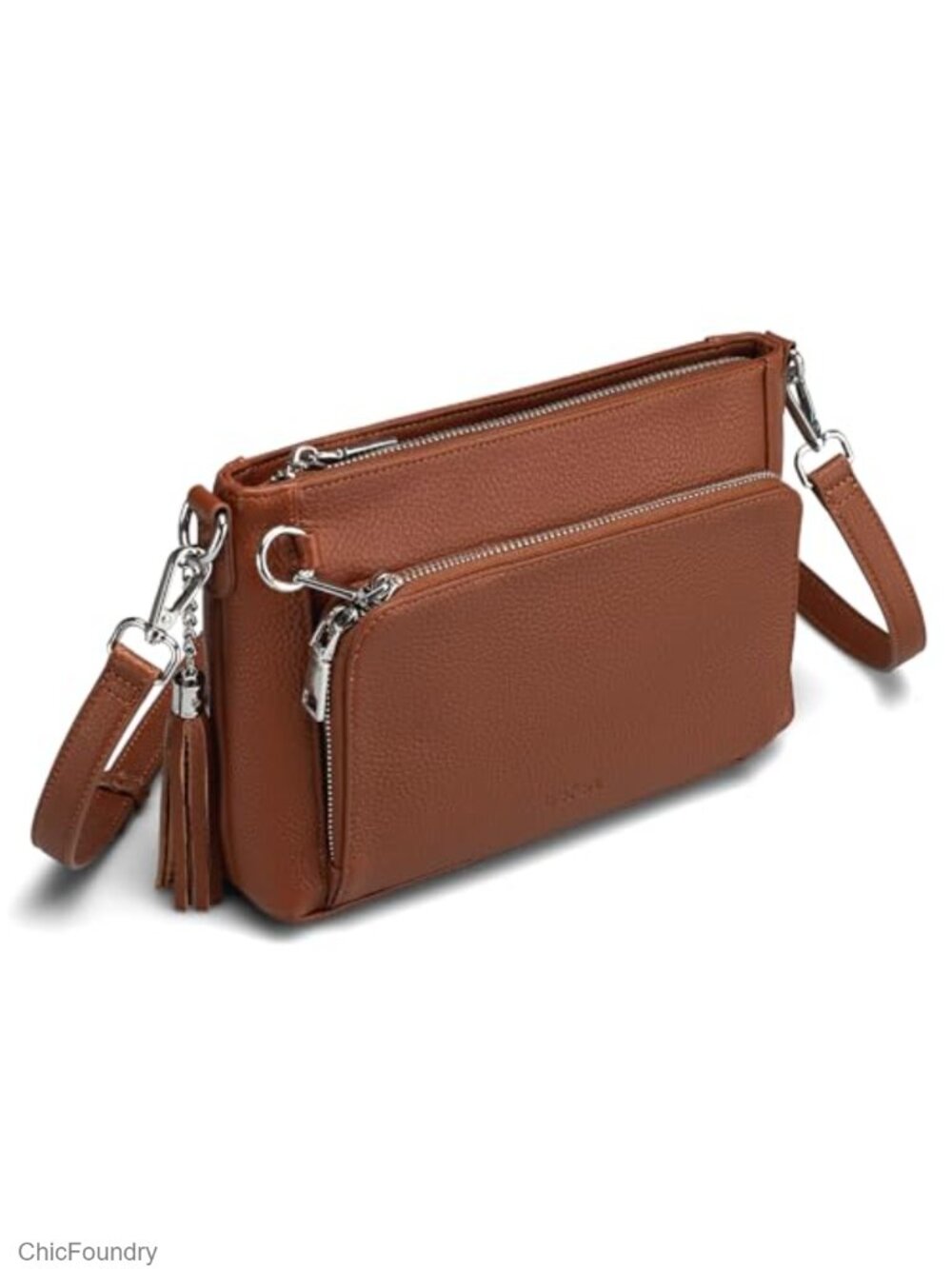 Genuine Leather Crossbody Bag with Built-in Wallet Anti-Theft RFID